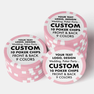 Custom personalised PINK Poker Chips (set of 10)