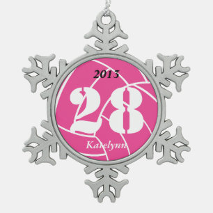 Custom Personalised Pink Volleyball Ornament