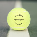 Custom Personalised Player Team Coach Club Name Tennis Balls<br><div class="desc">Create your own custom, personalised, elegant stylish typography / script, text / name, 3 x regulation size tennis balls. Simply enter the player / team / club / school / college / event / tournament name / your text / greetings / date, to customise. Makes a great gift for birthday,...</div>