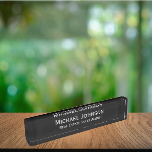 Custom Personalised Professional Black and White Nameplate