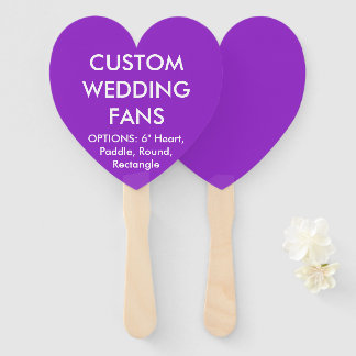 Custom Personalised PURPLE HEART WEDDING FANS