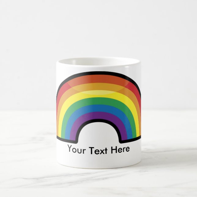 Custom Personalised Rainbow Border Mugs (Center)