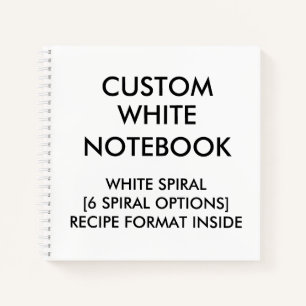 Custom Personalised RECIPE Notebook, White Spiral Notebook