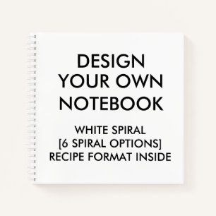 Custom Personalised RECIPE Notebook, White Spiral Notebook