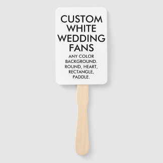 Custom Personalised RECTANGLE WHITE WEDDING FANS