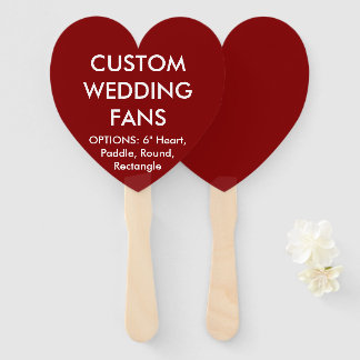 Custom Personalised RED HEART WEDDING FANS
