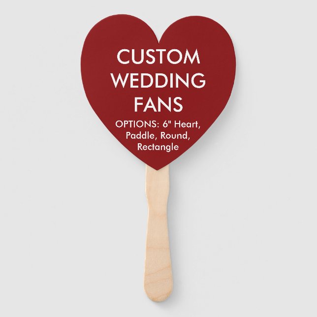 Custom Personalised RED HEART WEDDING FANS (Front)