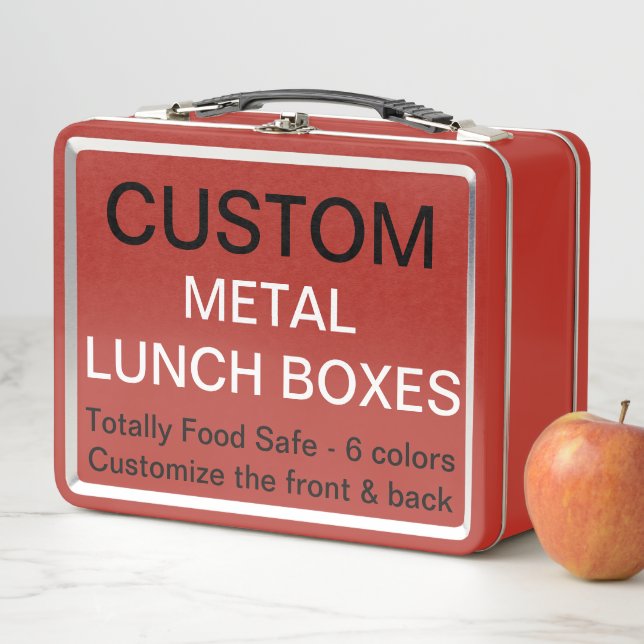 Custom Personalised RED Metal Lunch Box Template (In Situ)