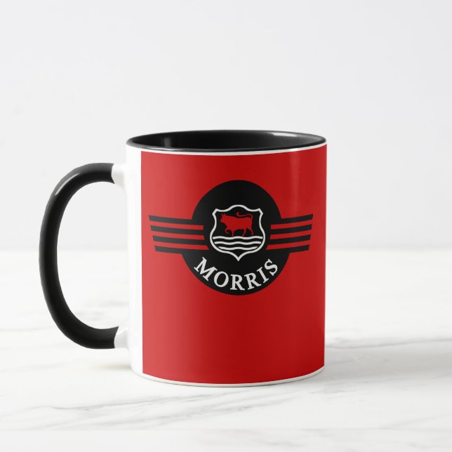 Custom Personalised red Morris Minor mug (Left)