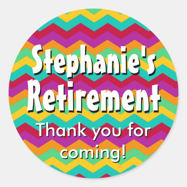 Custom Personalised Retirement Party/Favour Classic Round Sticker (Front)