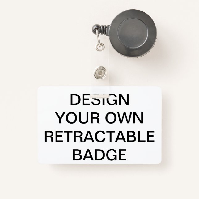 Custom Personalised RETRACTABLE BADGE & CLIP ID Badge (Front with Retractable)
