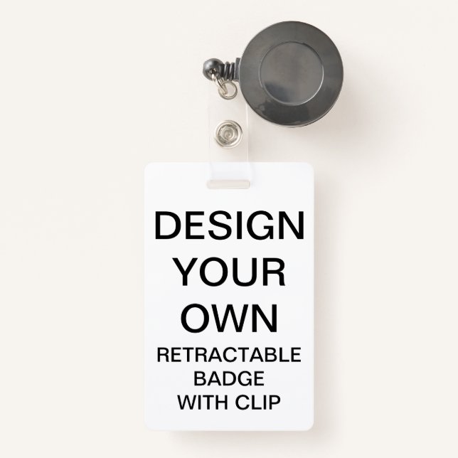 Custom Personalised RETRACTABLE BADGE & CLIP ID Badge (Front with Retractable)