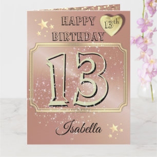 Custom Personalised Rose Gold 13th Birthday Card