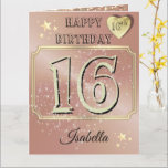 Custom Personalised Rose Gold 16th Birthday Card<br><div class="desc">Custom personalised rose gold themed 16th birthday greeting card idea for daughter. Create a unique card for a special birthday.</div>