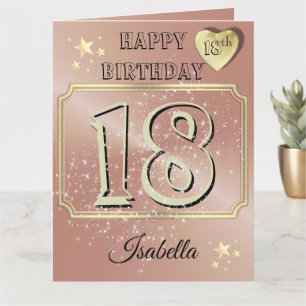 Custom Personalised Rose Gold 18th Birthday Card