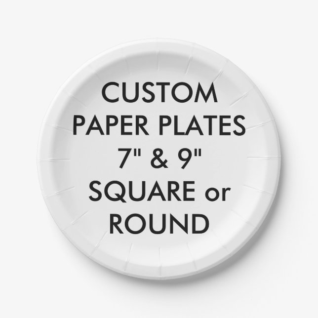 Custom Personalised ROUND Paper Plates - 7" Small (Front)