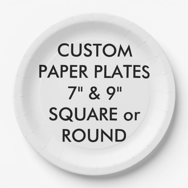Custom Personalised ROUND Paper Plates - 9" Large (Front)