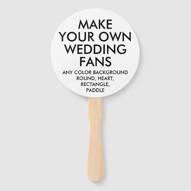 Custom Personalised ROUND WHITE WEDDING FANS (10) (Front)