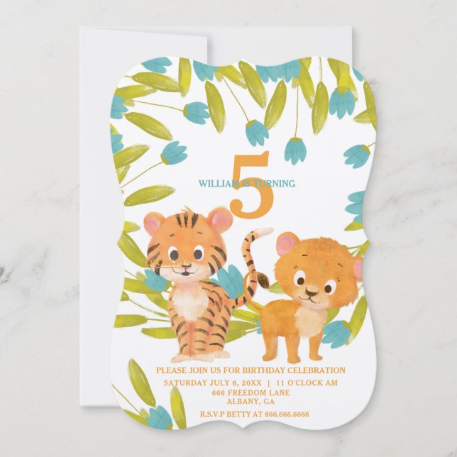 Custom Personalised Safari Animal Kid's Birthday   Invitation (Front)