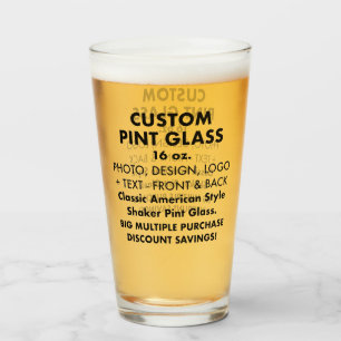 Custom Personalised Shaker Pint Glass 16oz