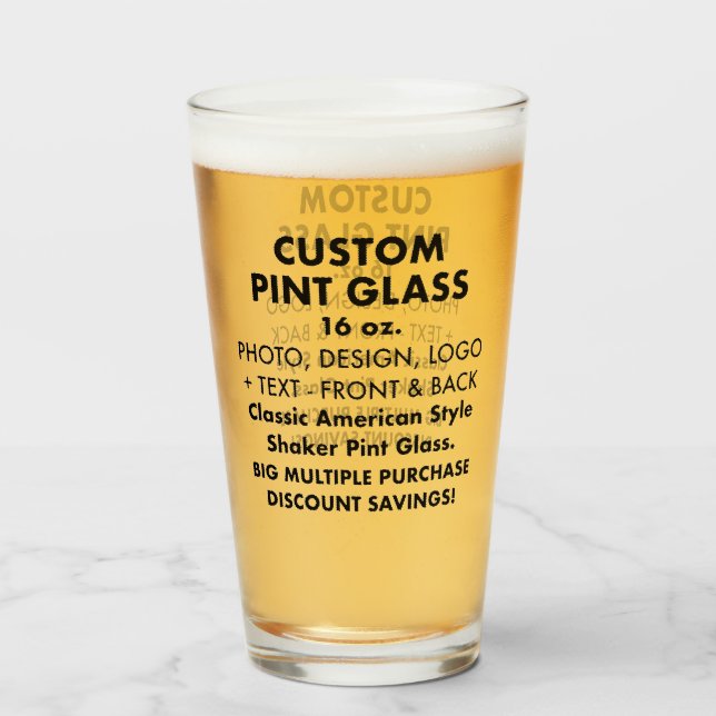 Custom Personalised Shaker Pint Glass 16oz (Front Filled)