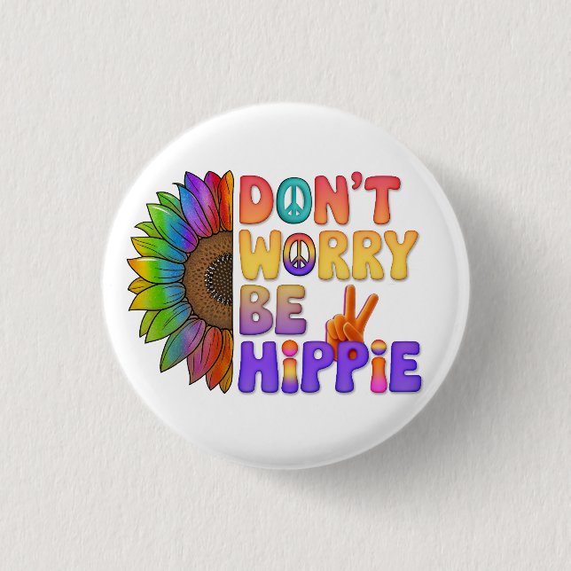 Custom Personalised Sloth Peace Hippie 3 Cm Round Badge (Front)