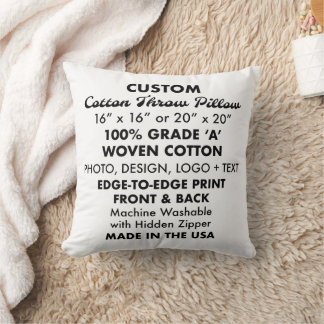Custom personalised Square Cotton Throw Pillow 16"