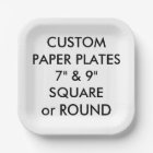 Custom Personalised SQUARE Paper Plates - 7" Large