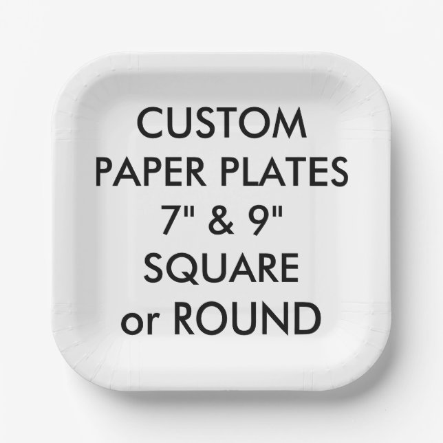 Custom Personalised SQUARE Paper Plates - 7" Large (Front)