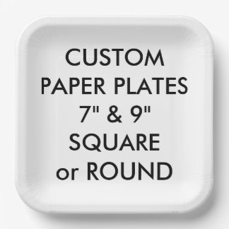 Custom Personalised SQUARE Paper Plates - 9" Large