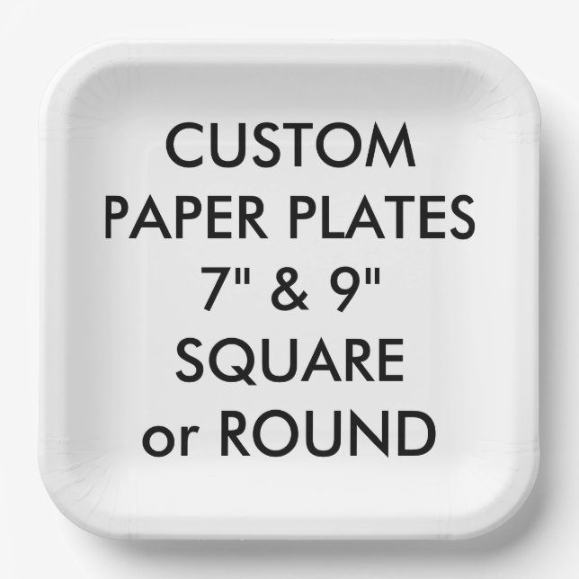 Custom Personalised SQUARE Paper Plates - 9" Large (Front)