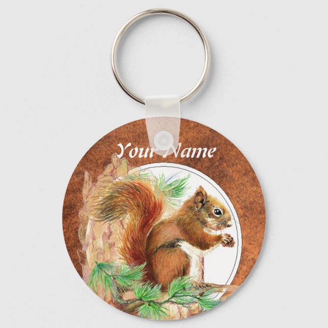 Custom, Personalised Squirrel, Nature, Animal Key Ring (Front)