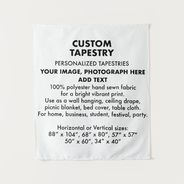 Custom Personalised Tapestry Wall Hanging 34"x40" (Front)