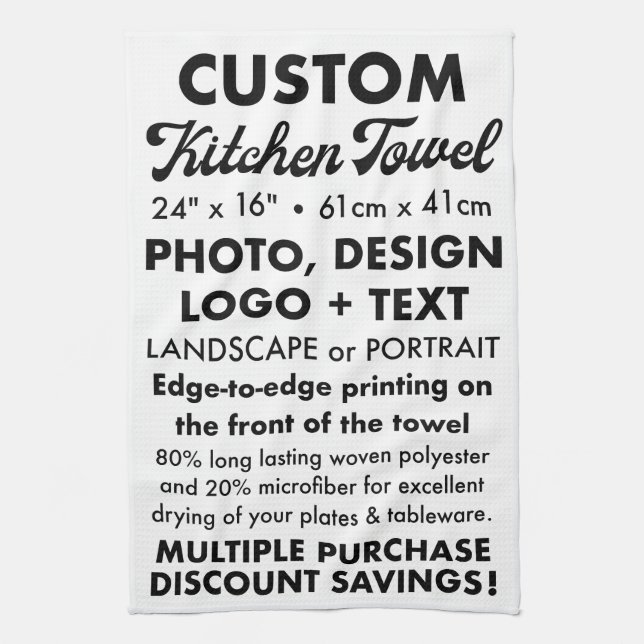 Custom Personalised Tea / Kitchen Towel 16" x 24" (Vertical)