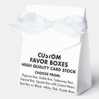 Custom Personalised Tent Favour Boxes, White Ribbo Box