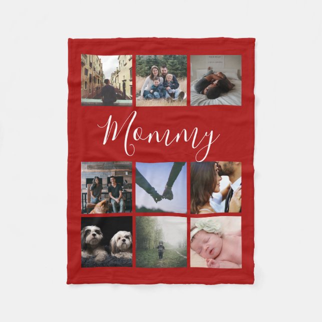 Custom Personalised Typography and Photo Collage Fleece Blanket (Front)