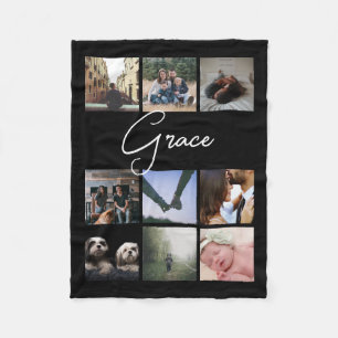 Custom Personalised Typography and Photo Collage Fleece Blanket