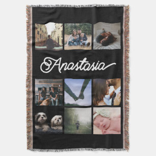 Custom Personalised Typography and Photo Collage Throw Blanket