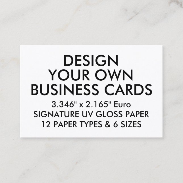 Custom Personalised UV GLOSS Euro Business Cards (Front)