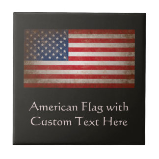 Custom Personalised Vintage American Flag Plaque Tile