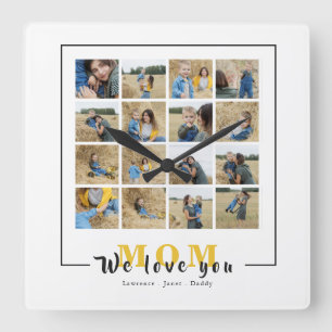 Custom Personalised We Love You Mum Photos  Square Wall Clock