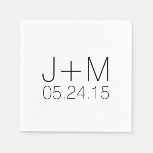 Custom personalised wedding initials date monogram napkin