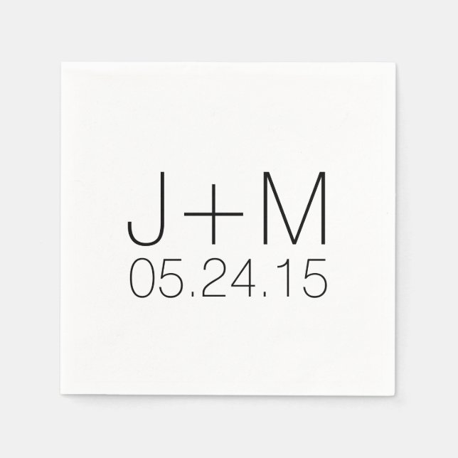 Custom personalised wedding initials date monogram napkin (Front)