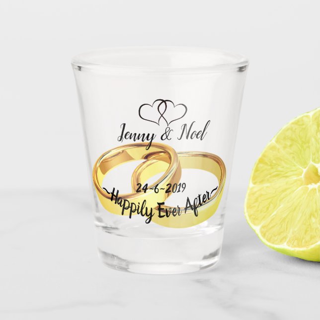 Custom Personalised Wedding Party Favour Shot Glass (Front)