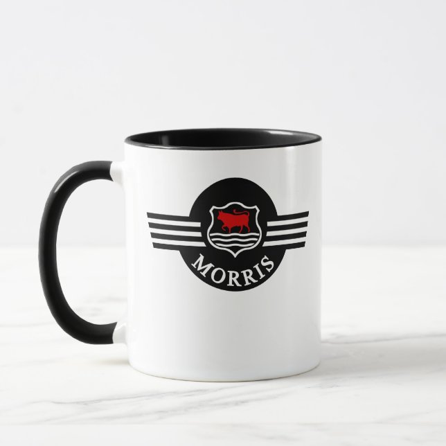 Custom Personalised white Morris Minor mug (Left)