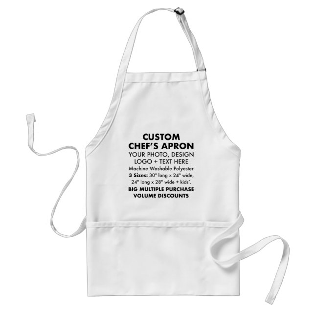 Custom Personalised Wide Chef's Apron 24" x 28" w. (Front)