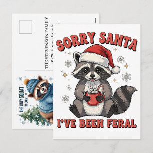 Custom Personalised Winter Christmas Racoon Name Holiday Postcard