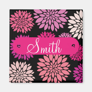 Custom Personalised with Name Pink Purple Flowers Magnet