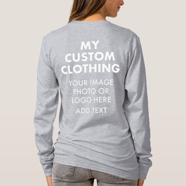 Custom Personalised WOMEN'S ASH GREY LONG SLEEVE T-Shirt (Back)