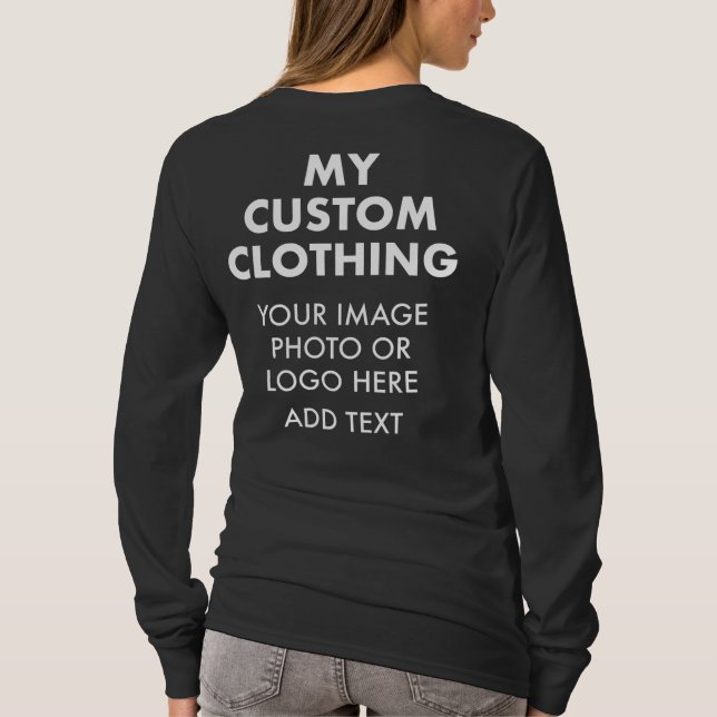 Custom Personalised WOMEN'S BLACK LONG SLEEVE T-Shirt (Back)